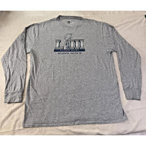 NFL Super Bowl Men's Shirt Size XL Atlanta 2019 Long Sleeve Grey Team Apparel